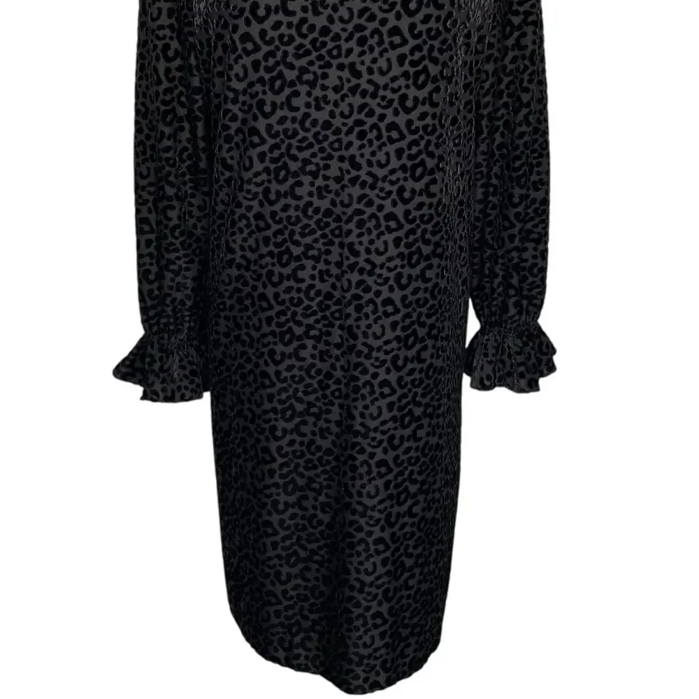 Nine West Velvet Burnout Shift Dress Black Leopard Print Size 16 Holiday Party - Picture 7 of 16